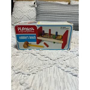 Vintage Playskool Wooden Toy Cobbler's Bench w Original Box